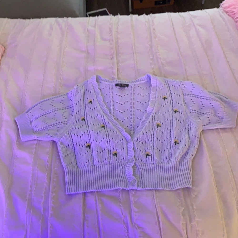 Wild Fable Knit Button Front Cropped Shirt Size Medium